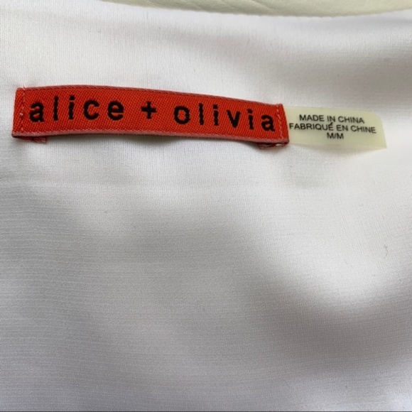 Alice & Olivia / White Leather Draped Front Jacket size medium jk3 - Picture 8 of 9